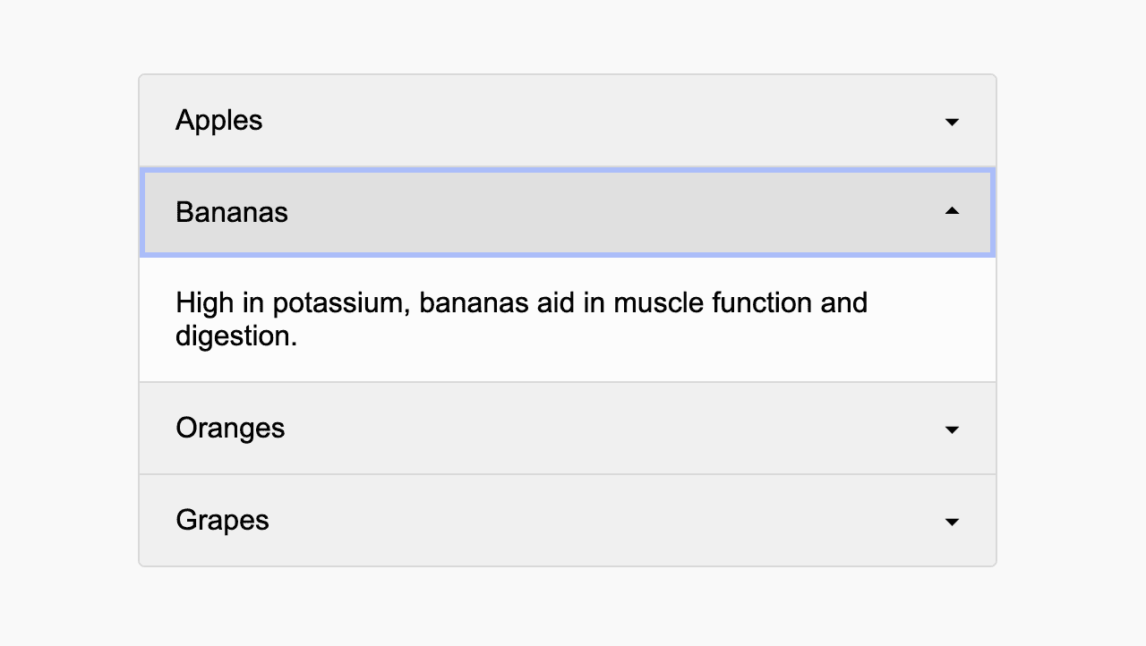 Accordion example interface