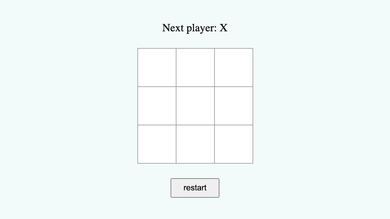 Tic Tac Toe example interface