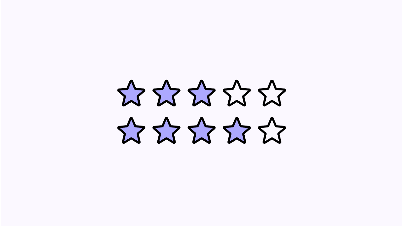 Component that allows users to rate items by selecting a number of stars out of a maximum value.